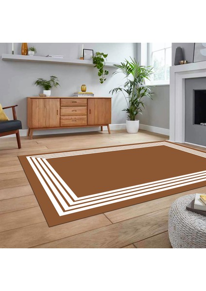 Dijital Baskılı Kaymaz Taban Yıkanabilir Çerçeveli Mutfak Salon Halısı, V-Çerçeveli-07-Kahve, fiyatları