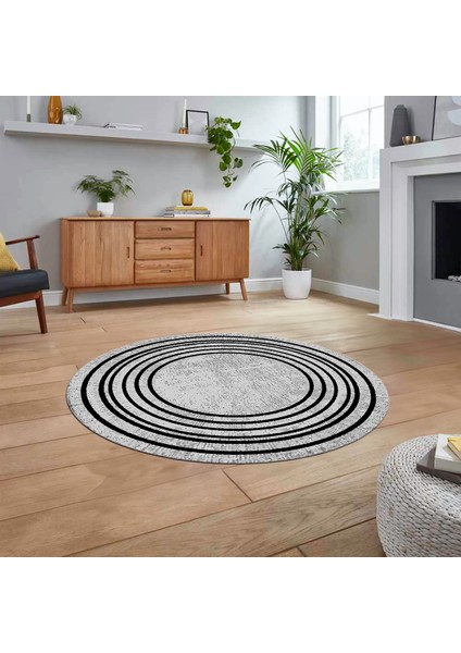 Dijital Kaymaz Taban Yıkanabilir Yuvarlak Çerçeveli Mutfak Salon Halısı, V-Y-Çerçeveli-08-Gri, fiyatları
