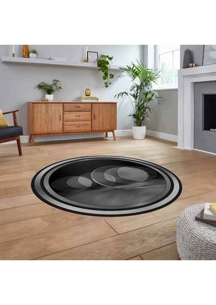 Dijital Kaymaz Taban Yıkanabilir Yuvarlak Çerçeveli Mutfak Salon Halısı, V-Y-Çerçeveli-24-Antrasit, fiyatları