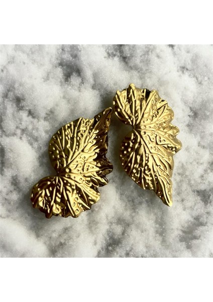 NG Jewelry Kadın Yaprak Figürlü Gold Küpe