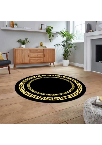 Dijital Kaymaz Taban Yıkanabilir Yuvarlak Çerçeveli Mutfak Salon Halısı, V-Y-Çerçeveli-47-Siyah, fiyatları