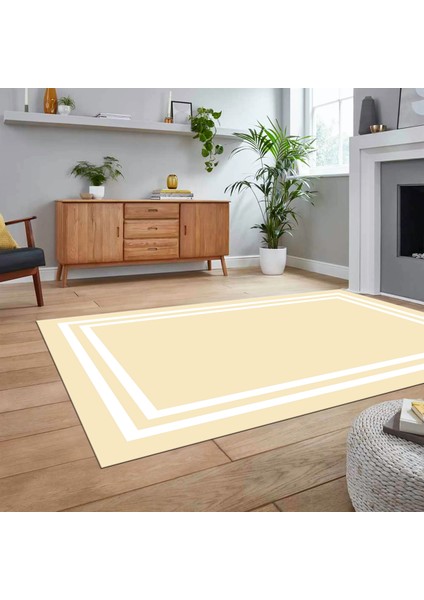 Dijital Baskılı Kaymaz Taban Yıkanabilir Çerçeveli Mutfak Salon Halısı, V-Çerçeveli-38-Krem, fiyatları