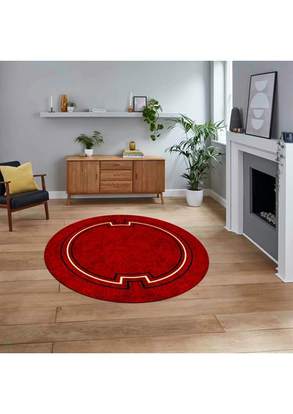 Dijital Kaymaz Taban Yıkanabilir Yuvarlak Çerçeveli Mutfak Salon Halısı, V-Y-Çerçeveli-50-Bordo,