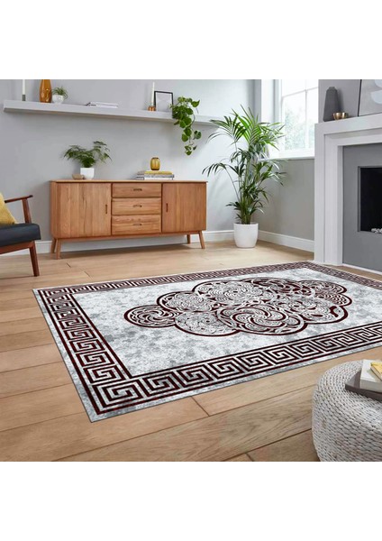 Dijital Baskılı Kaymaz Taban Yıkanabilir Çerçeveli Mutfak Salon Halısı, V-Çerçeveli-04-Bordo, fiyatları