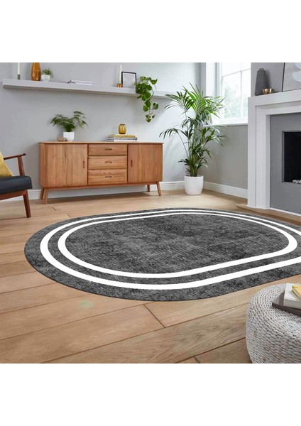 Dijital Kaymaz Taban Yıkanabilir Oval Çerçeveli Mutfak Salon Halısı, V-O-Çerçeveli-30-Gri, fiyatları