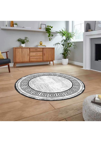 Dijital Kaymaz Taban Yıkanabilir Yuvarlak Çerçeveli Mutfak Salon Halısı, V-Y-Çerçeveli-09-Gri, fiyatları