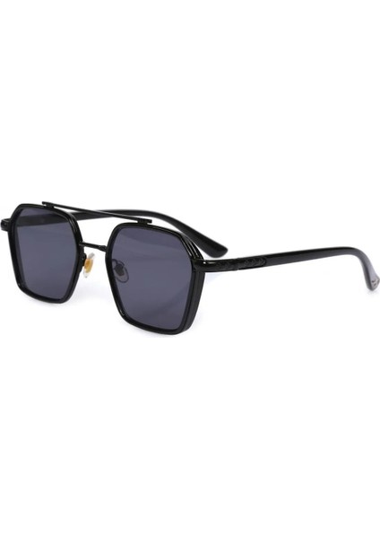 Altıgen Siyah Unisex Güneş Gözlüğü UV400