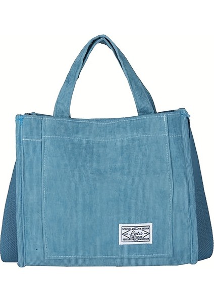 Tcherchı Kadınlar Için Kadife Tote Çantası, Retro Çizgili (Yurt Dışından)