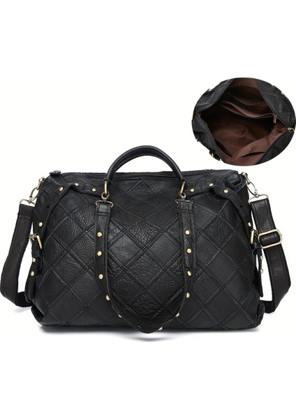 Tcherchı Renk Bloğu Ekose Büyük Kapasiteli Tote Çanta (Yurt Dışından)