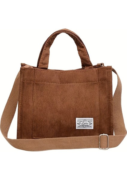 Tcherchı Kadınlar Için Kadife Tote Çantası, Retro Çizgili (Yurt Dışından)