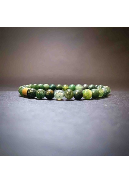 Akik Koyu Yeşil 6 mm Erkek Model Doğal Taş