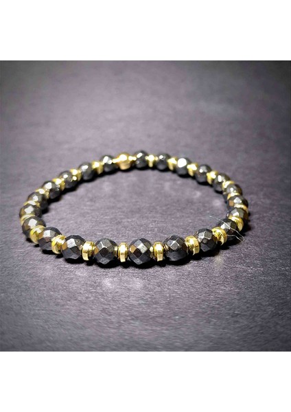 Hematit 6 mm Gold Tedaylı Doğal Taş Bileklik fiyatları