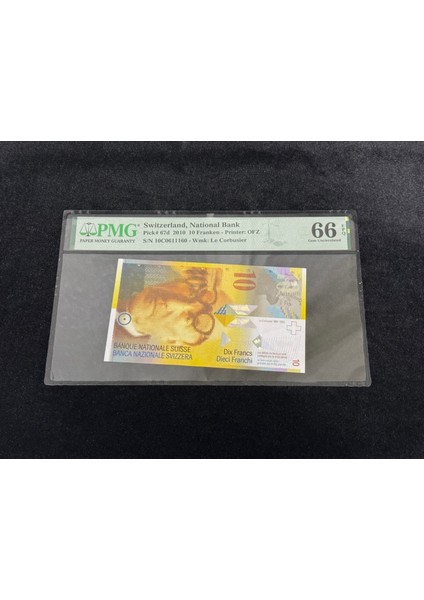 Radar S/n 10C 0611160 Pmg 66 Epq 10 Isvicre Frankı Gem Unc Çil P 67D 2010
