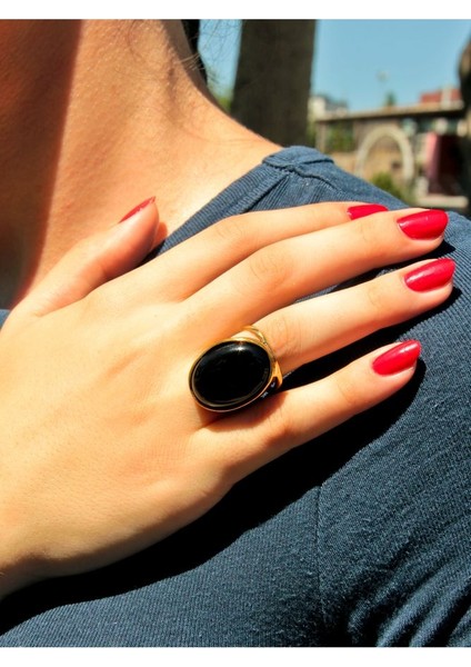 Oval Oniks Doğal Taş Ayarlanabilir Kadın Doğal Taş Yüzük EUY13O fiyatları