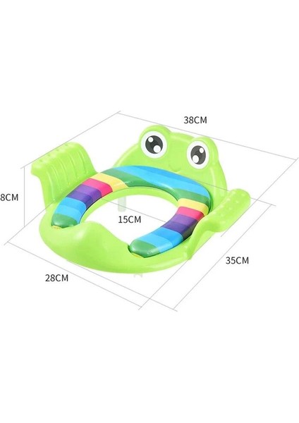 Kurbağa Model Çocuk-Bebek Yanlardan Tutmalı Yumuşak Süngerli Klozet Kapağı Adaptörü Pembe
