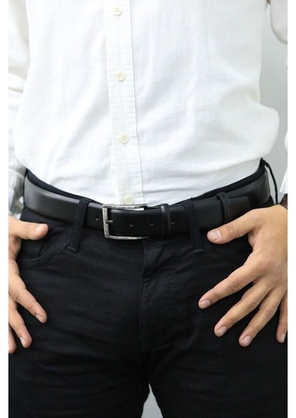 Guard Açma Siyahi Klasik Deri Erkek Kemeri - 3,5 cm - GRD2403XW22359