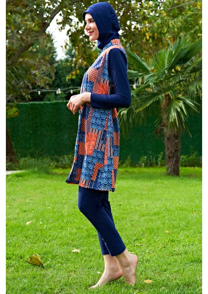 Büyük Beden Etnik Desenli Lycra Paraşüt(Su Itici ve Çabuk Kuruyan)Kumaş Tesettür Mayo fiyatları