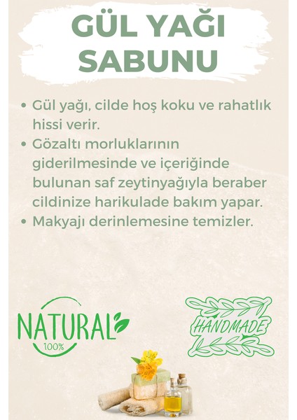Kabak Lifli El Yapımı Doğal Gül Yağı Sabunu 120 G x 3 Adet