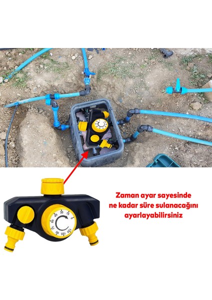 Mekanik Çift Çıkışlı Su Zamanlayıcısı Bahçe Sulama Temizleme Manuel Zaman Ayarlı