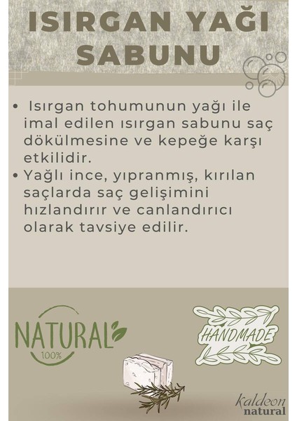 Isırgan Yağı Sabunu El Yapımı Doğal 120 G x 3 Adet
