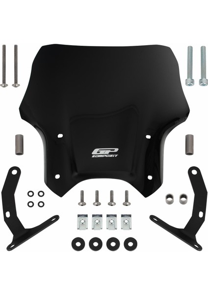 Honda CB125R / CB250R 2012-2024 Uyumlu Kısa Ön Cam Siyah 33 cm