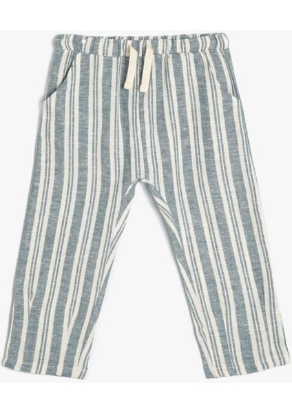 Erkek Bebek Mavi Kanvas Pantolon - 4SMB40008TW