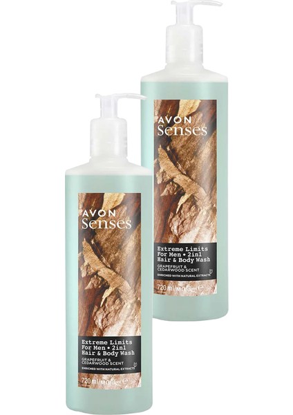 Senses Extreme Limits Greyfurt ve Sandal Kokulu Saç ve Vücut Için Erkek Duş Jeli 720 İkili Set