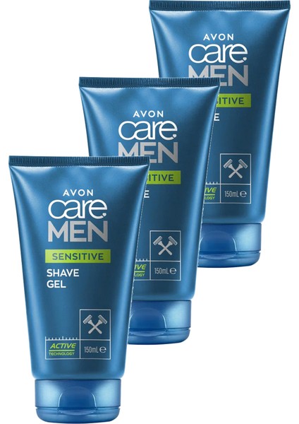 Care Men Sensitive Papatya ve Aloe Özü Içeren Tıraş Jeli 150  Üçlü Set