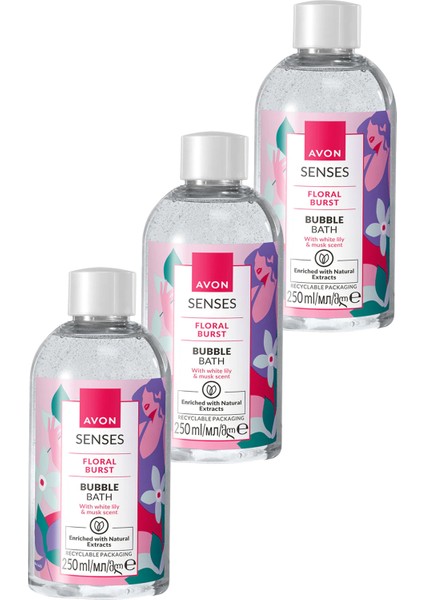 Senses Floral Burst Zambak ve Misk Kokulu Banyo Köpüğü 250 Üçlü Set