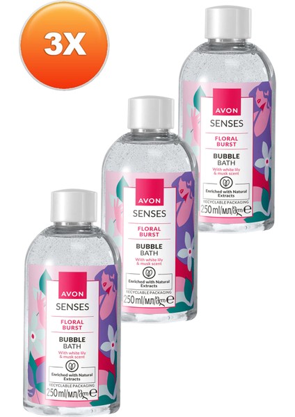 Senses Floral Burst Zambak ve Misk Kokulu Banyo Köpüğü 250 Üçlü Set