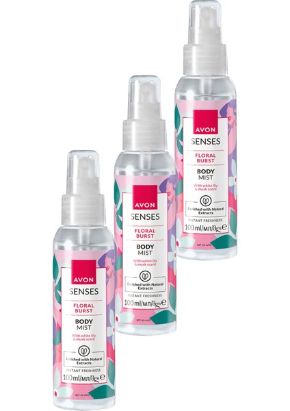 Senses Floral Burst Zambak ve Misk Kokulu Vücut Spreyi 100 Ml. Üçlü Set