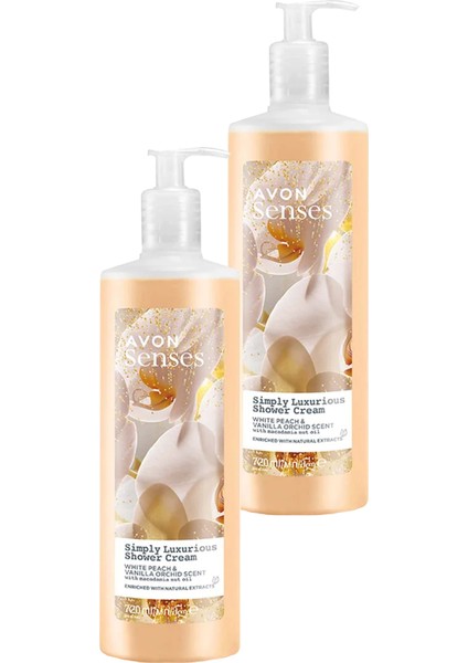 Simply Luxurious Beyaz Şeftali ve Vanilya Orkide Kokulu Duş Kremi 720 İkili Set