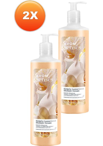 Simply Luxurious Beyaz Şeftali ve Vanilya Orkide Kokulu Duş Kremi 720 İkili Set fiyatları