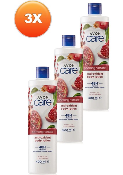 Care Nar Özü İçeren Antioksidan Nemlendirici Vücut Losyonu Üçlü Set 400 ml