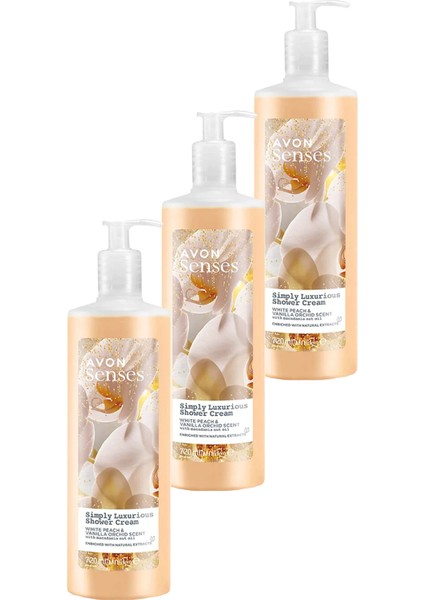Simply Luxurious Beyaz Şeftali ve Vanilya Orkide Kokulu Duş Kremi 720 Üçlü Set