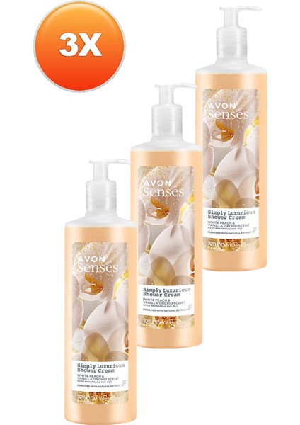 Simply Luxurious Beyaz Şeftali ve Vanilya Orkide Kokulu Duş Kremi 720 Üçlü Set fiyatları