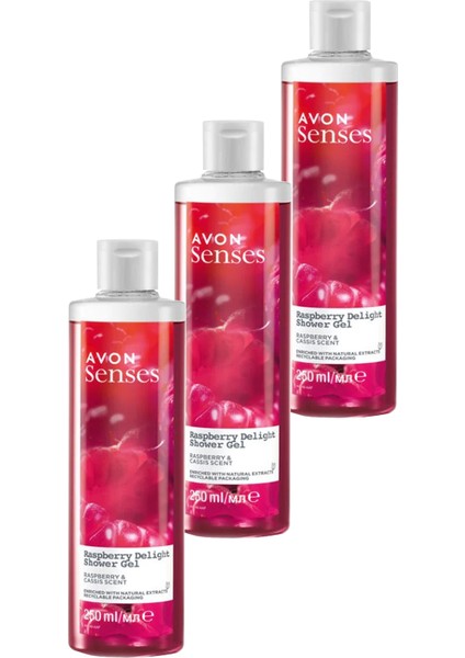 Raspberry Delight Frambuaz ve Frenk Üzümü Kokulu Duş Jeli 250 Üçlü Set