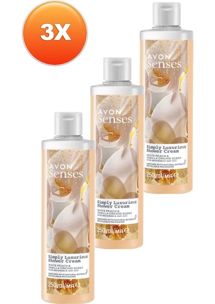 Simply Luxurious Beyaz Şeftali ve Vanilya Orkide Kokulu Duş Kremi 250 Üçlü Set fiyatları