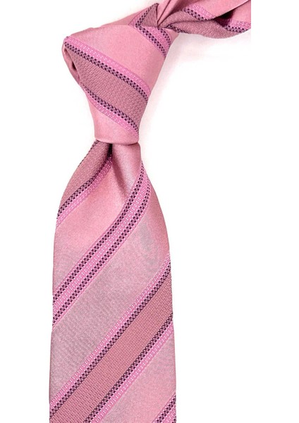 Dorrel Style Pembe Çizgi Desen Italyan Ipek Kravat İK1542