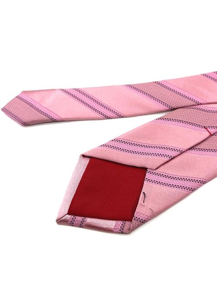 Dorrel Style Pembe Çizgi Desen Italyan Ipek Kravat İK1542