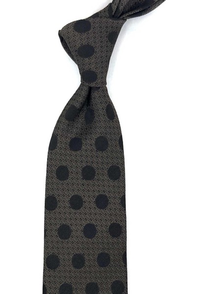 Sahara Style Kahverengi Puantiye Desen Italyan Ipek Kravat İK1604