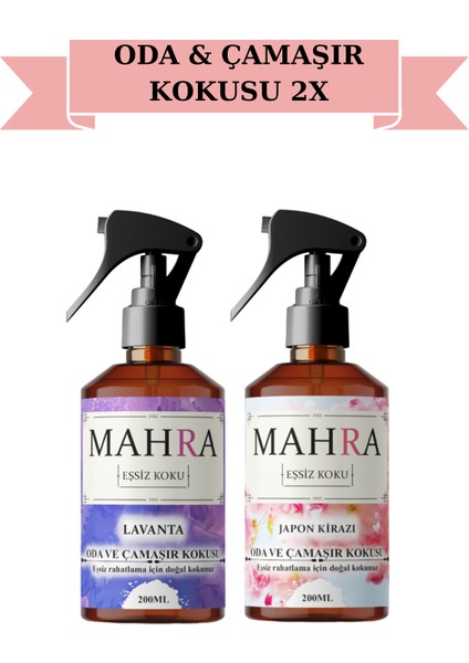 Mahra Shop Mahrashop Lavanta Japon Kirazı Oda ve Çamaşır Spreyi Oda Kokusu  Room Spray 2'li Set 200ML