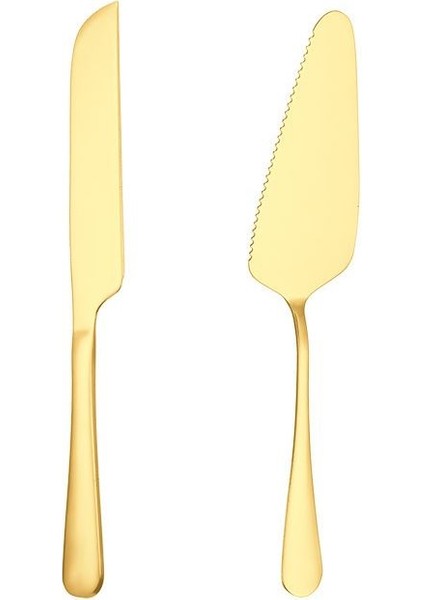 Çelik Gold Pasta Spatula Bıçak Seti Kek Sunum CIN615SR