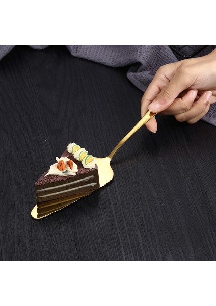 Çelik Gold Pasta Spatula Bıçak Seti Kek Sunum CIN615SR