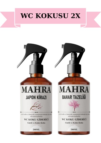 Mahra Shop Mahrashop Japon Kirazı Bahar Tazeliği Wc Lavabo ve Banyo Kötü Koku Giderici Ultra Kalıcı Yüzey Parfümü Oda Kokusu 2'li Set 200 ml