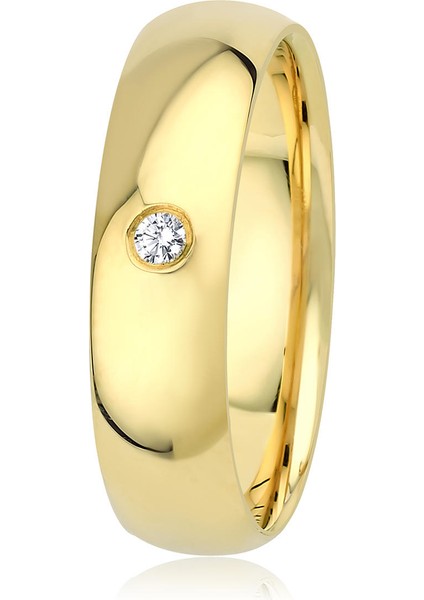 Elişi Altın 5mm Pırlanta Tektaş Alyans