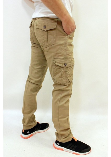 Meto1 Düz Paça Kanvas Erkek Askeri Kargo Pantolon Bej fiyatları