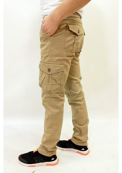 Meto1 Düz Paça Kanvas Erkek Askeri Kargo Pantolon Bej modelleri
