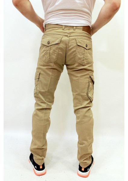 Meto1 Düz Paça Kanvas Erkek Askeri Kargo Pantolon Bej fırsatları