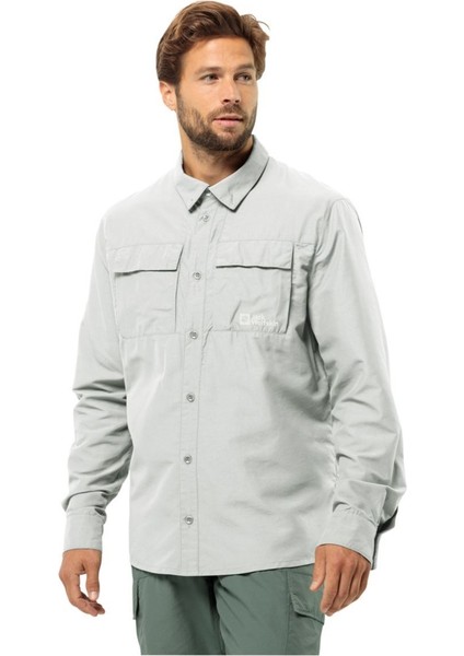 Jack Wolfskın Erkek Barrıer L/s Shırt M Gömlek Cool Grey 1404101-6709